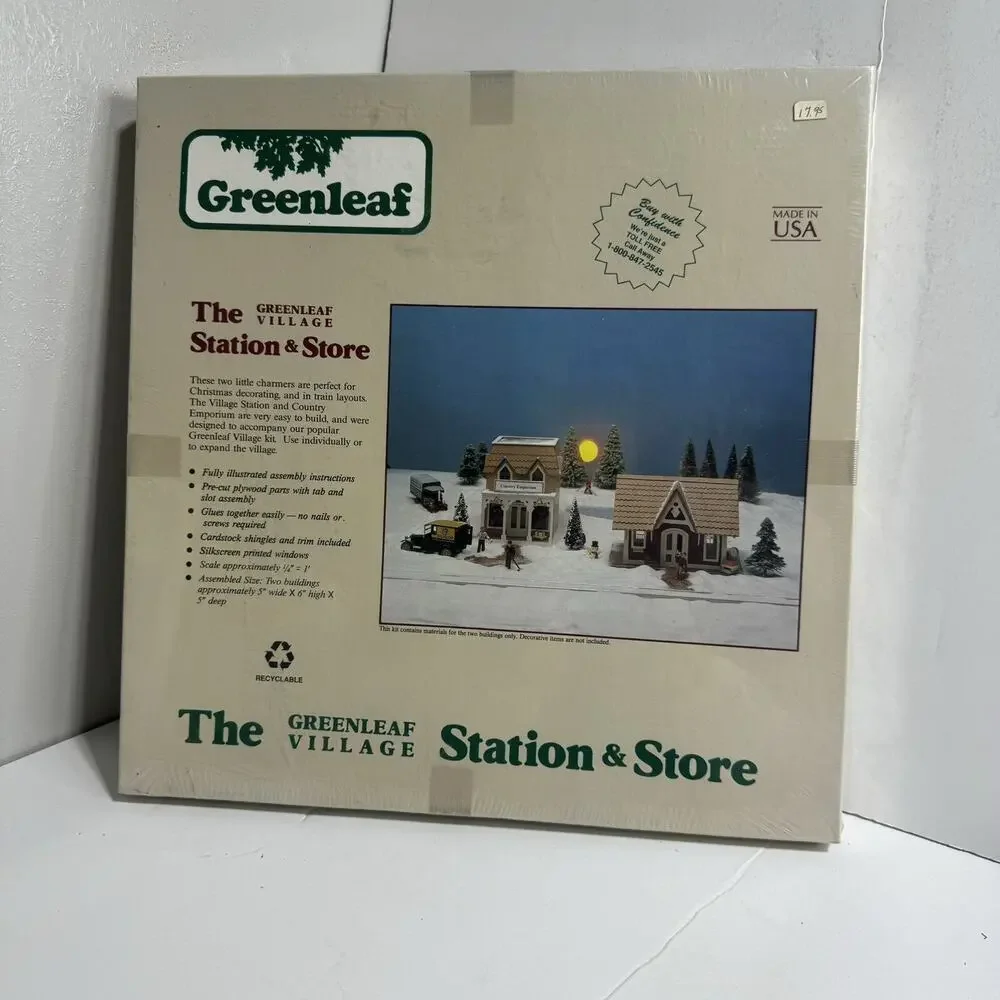 Greenleaf Village Station Store #8025 Vtg 1987 Sealed Model Kit Made in USA Wood